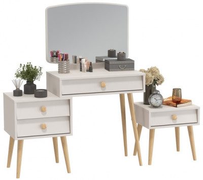 Афина Спальня Трюмо + Тумба прикроватная, кашемир серый