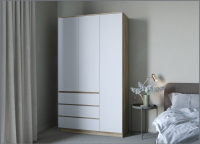 Челси Шкаф 1200 (Белый глянец, Дуб Сонома)