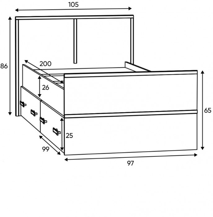 Кровать с проложками ДСП Сакура ЛИТ 90х200