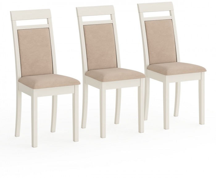 Три стула Мебель--24 Гольф-12 разборных, цвет слоновая кость, обивка ткань велюр бежевый 05, 40х40х100 см., от пола до верха сиденья 47 см.(мягк сп)