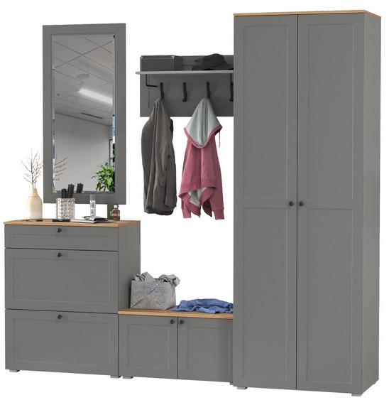 Остин Прихожая 47, серый графит/дуб крафт золотой