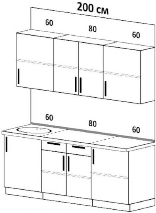 Кухня МДФ Оливия 2000 Белый снег софт / Графит софт/Антарес