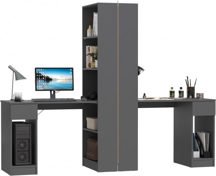 Лайт Шкаф комбинированный 10.01 + 10.01, тёмно-серый