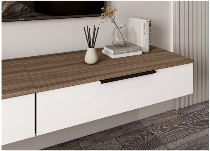 МС Роза Тумба подвесная 900.2, Ройс+ ручка скоба, Орех Франклин карамель/Графит скин