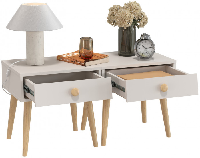 Афина Спальня Тумба прикроватная х 2, кашемир серый