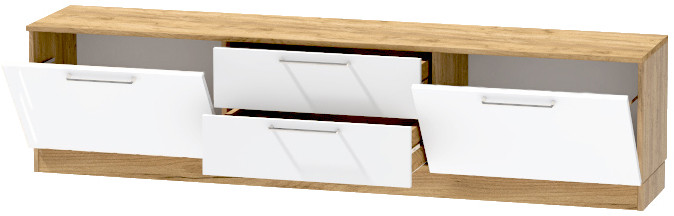 Тумба-4 под ТВ напольная "Иннэс-7", Крафт золотой/Белый глянец