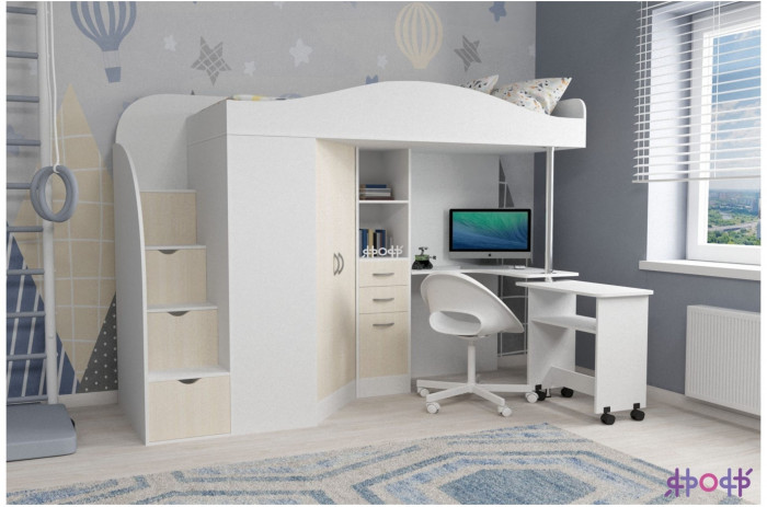 Кровать-чердак Юниор 4 (Винтерберг/Ясень Анкор темный)