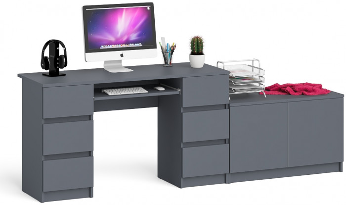 Мори компьютерный стол МС-2 + Тумба МА900.1, графит