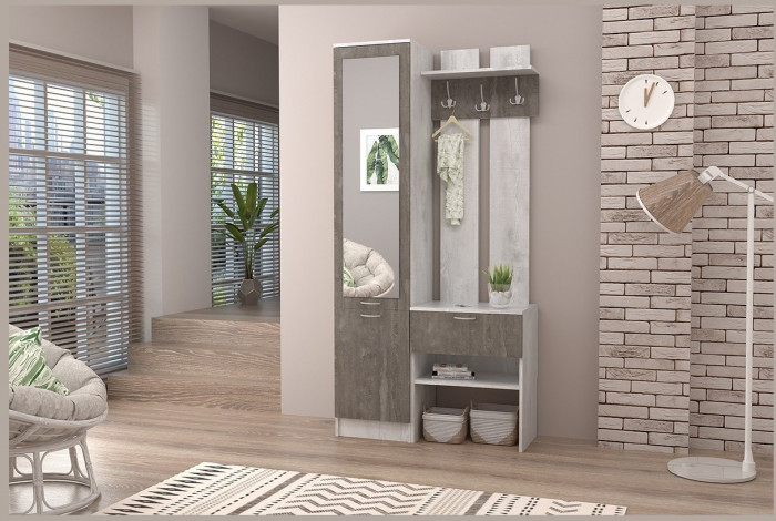 Прихожая Иннэс-3 (Камень Темный/Дуб Крафт Золотой)