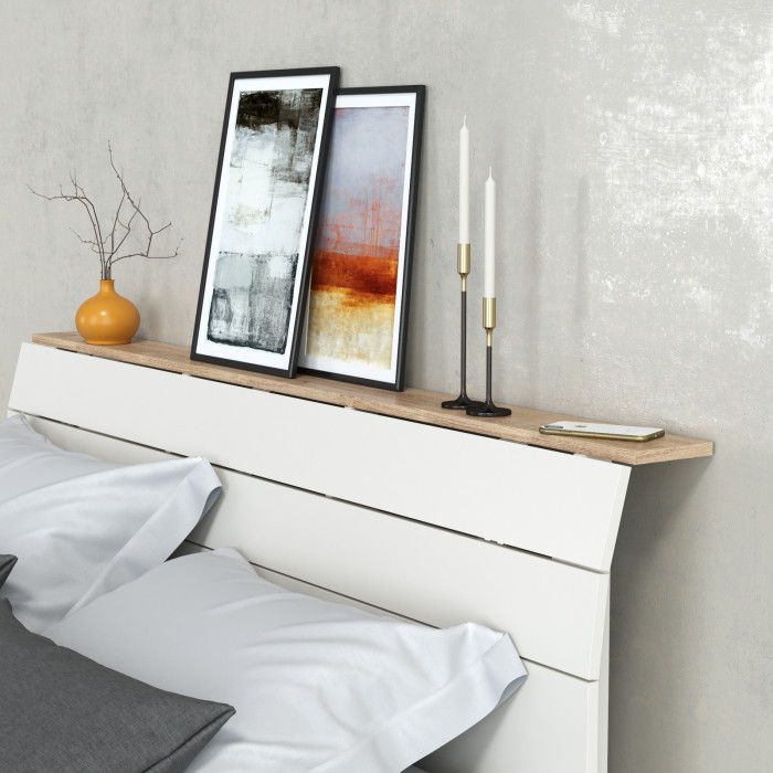 Муссон Спальня № 18, цвет белый/дуб эндгрейн элегантный, ортопед, сп. м. 1600х2000 мм., б/м