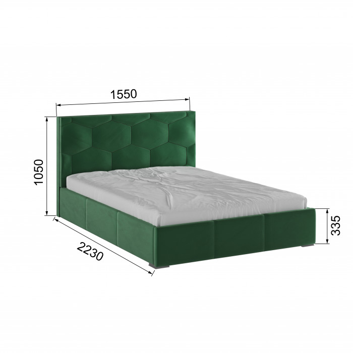 Манука Кровать интерьерная 140 изумруд, ортопед