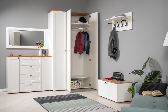 Остин 13.224 Шкаф, цвет белый шагрень/дуб крафт золотой, ШхГхВ 80х54,3х229,6 см.