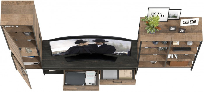 Трувор Гостиная 016, цвет дуб гранж песочный/интра, ШхГхВ 284,6х45,4х210 см., универсальная сборка