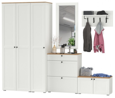 Остин Прихожая 49, белый шагрень/дуб крафт золотой