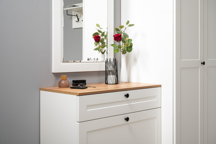 Остин Прихожая 49, белый шагрень/дуб крафт золотой