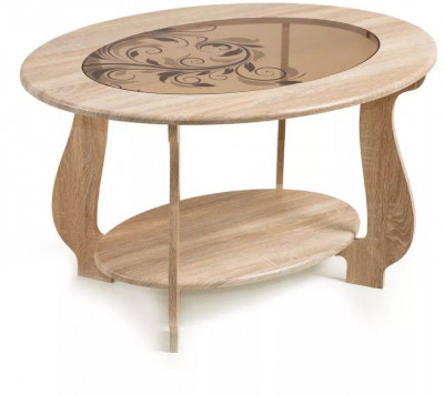 Стол журнальный СЖ-25 с рисунком Р-3/дуб сонома