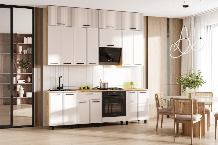 Модульная кухня Бьянка 2,4м, Дуб крафт/Кашемир