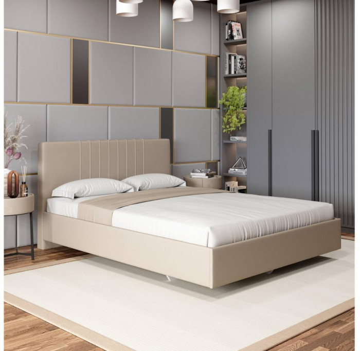Кровать с латами Соло 140*200, Светло-бежевый