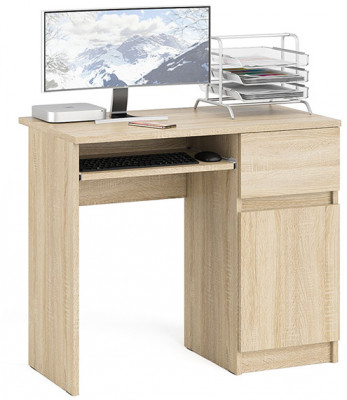 Мори Стол компьютерный МС-1 правый, цвет дуб сонома, ШхГхВ 90х50х76,6 см., выдвижной ящик справа, НЕ универсальная сборка