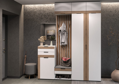 Прихожая Нао, набор №9, Белый/Белый, Вотан, Simple 27