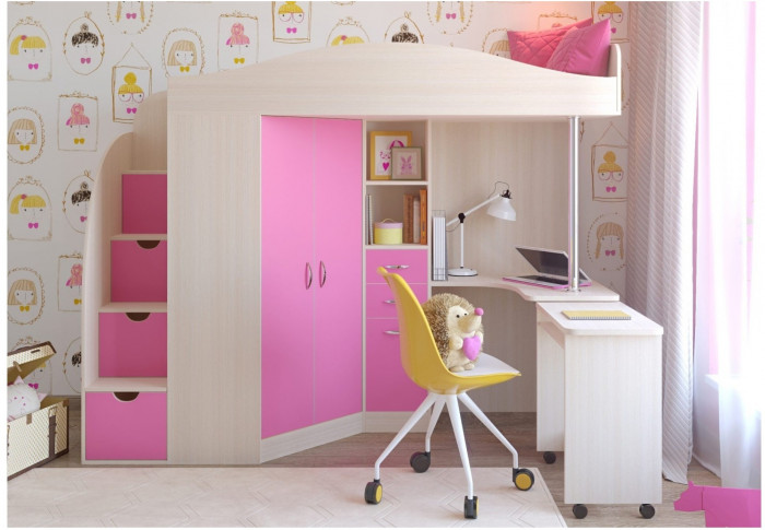 Кровать-чердак Юниор 4 (Винтерберг/Ирис)