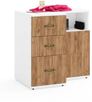 Лидер-8 Тумба МД 3.16 + Тумба МД 3.19, цвет белый шагрень/крафт золото, ШхГхВ 80х50х75 см., универсальная сборка