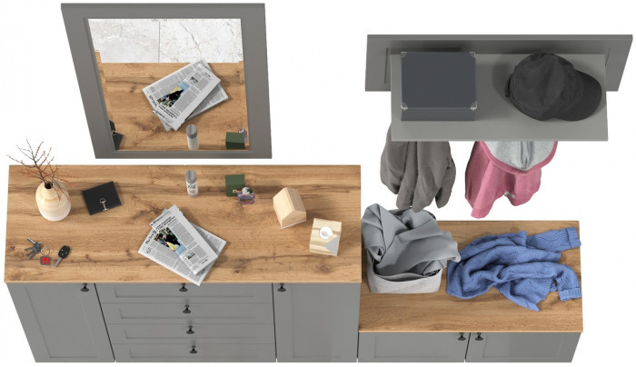 Остин Прихожая 50, серый графит/дуб крафт золотой