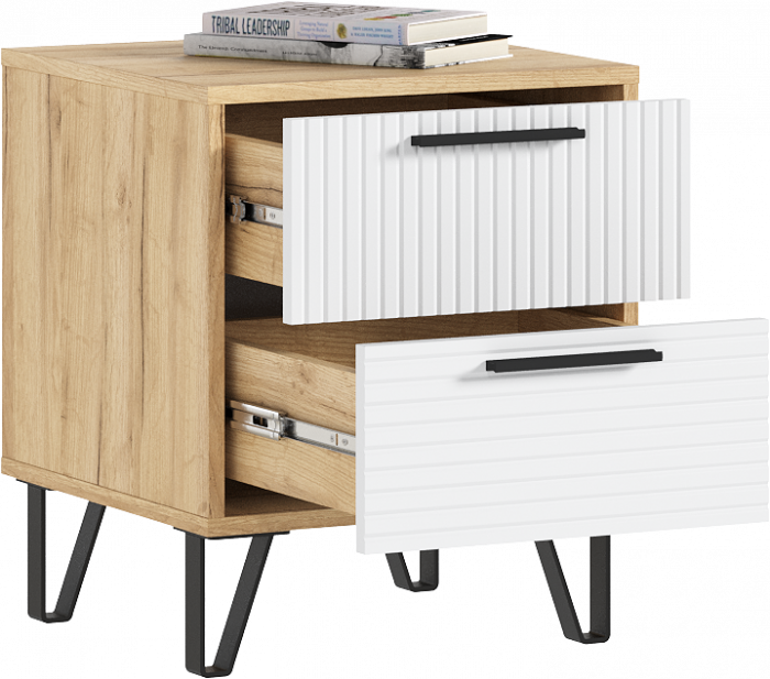 Флэш Тумбы прикроватные, браш вайт/дуб крафт (2шт)