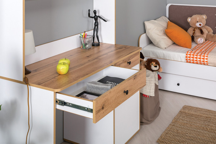 Вуди Компоновка № 47, цвет белый премиум/дуб крафт золотой, ШхГхВ 180х52,7х170 см., универсальная сборка