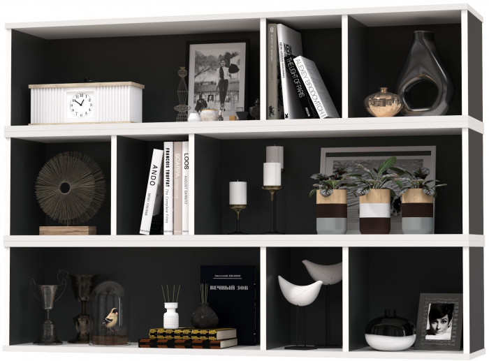 Сидней 15.57 Полка 3 штуки, цвет белый/чёрный, ШхГхВ размер каждой полки в отдельности: 130х27,2х30,5 см., универсальная сборка