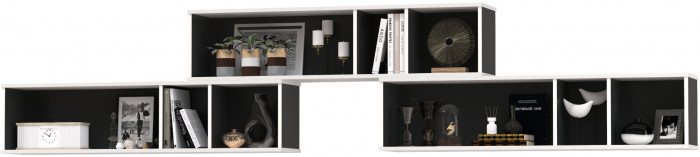 Сидней 15.57 Полка 3 штуки, цвет белый/чёрный, ШхГхВ размер каждой полки в отдельности: 130х27,2х30,5 см., универсальная сборка