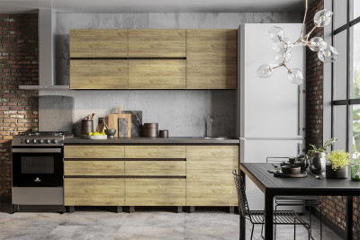 Готовая кухня Лофт 2.0 м, Венге, Черный янтарь