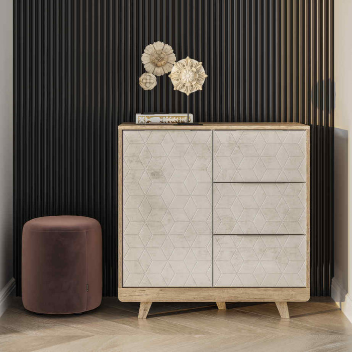 Комод "Мегаполис" КМ-12 Дуб каньон/F04 антик серебро