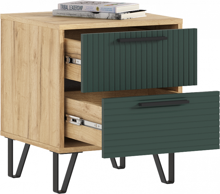 Флэш Тумбы прикроватные, браш мени грин/дуб крафт (2шт)