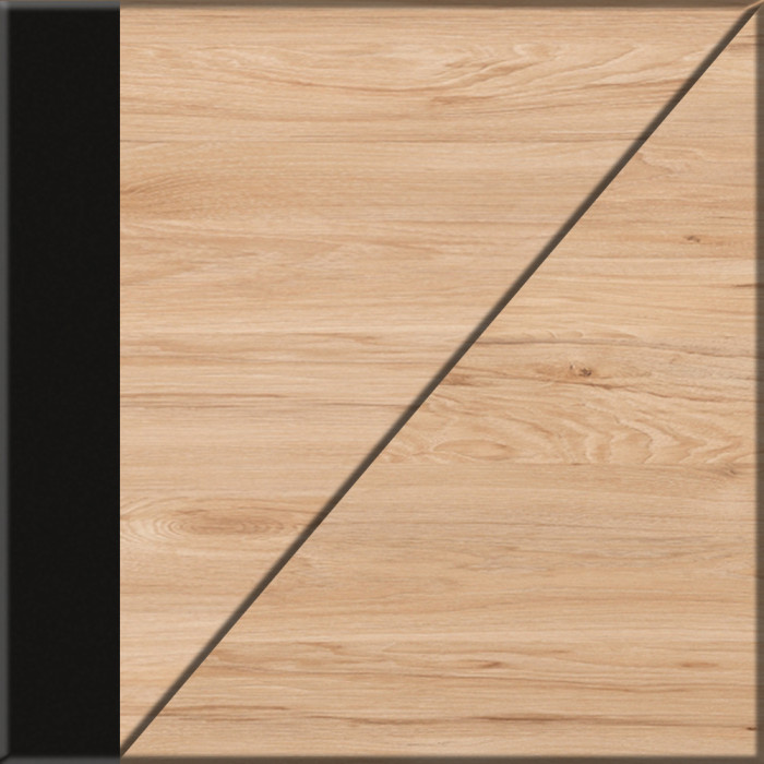 Брюс Комод-тумба 16.233, цвет чёрный/Battle rock Santiago, ШхГхВ 113,4х38,3х85,6 см., универсальная сборка, две дверки и четыре выдвижных ящика