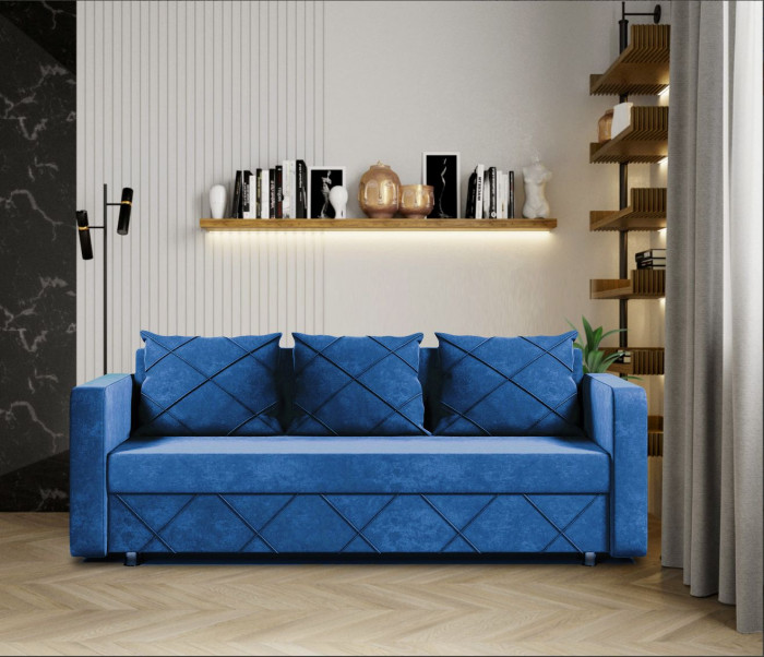 Раскладной диван-кровать, прямой, еврокнижка, цвет синий, Стелла 145х190