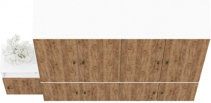 Лидер-8 Шкаф МД 20Б + Шкаф МД 20Б + Тумба МД 3.19, белый шагрень/крафт золото