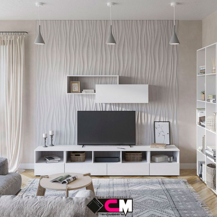 Хелен ТБ 02 Тумба ТВ (1,402х0,442х0,460) белый/белый