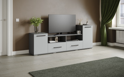 Тумба ТВ Парус-2, Графит серый/Серый камень