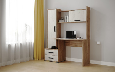 Компьютерный стол Квартет-9, Дуб крафт табачный/Дуб крафт белый