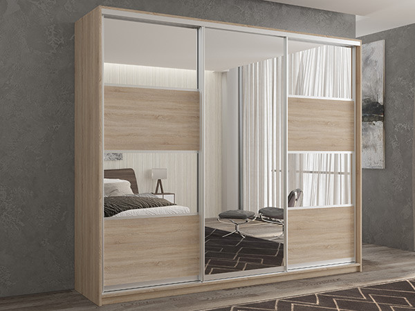 Шкаф-купе Кааппи 5 Сонома Светлый 240х45х230 см