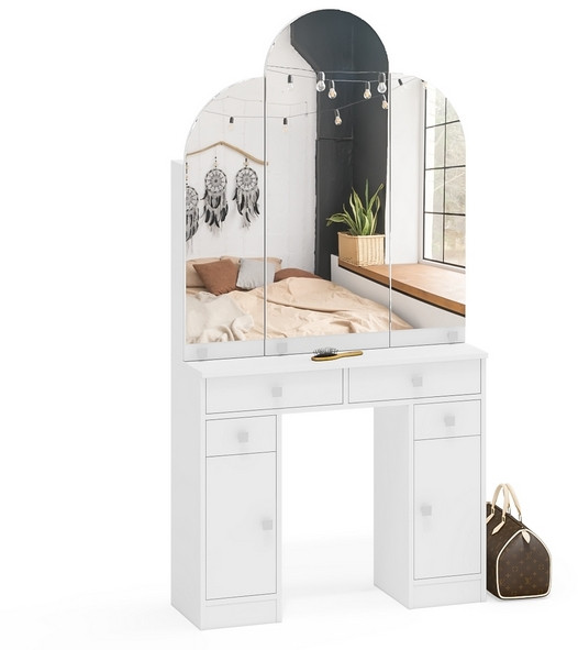 Туалетный столик Трельяж МД №2, белый шагрень