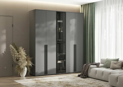 Норд Шкафы 800 + Пенал-стекло 400, Графит