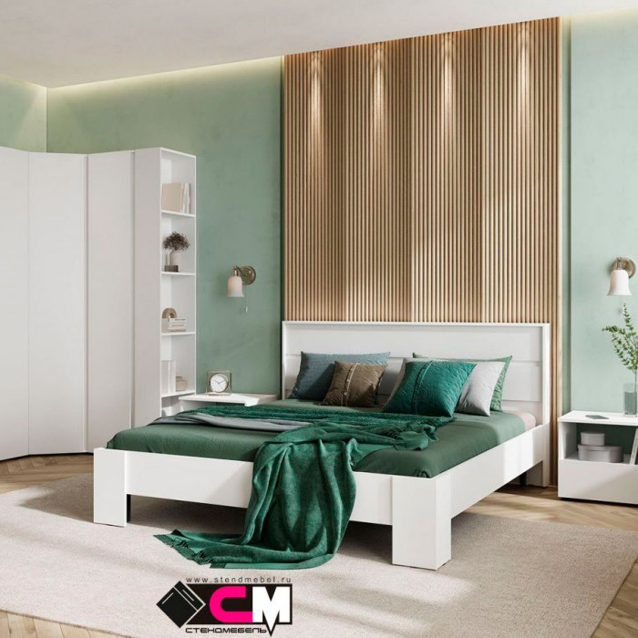 Хелен КР 02 Кровать 1.4х2.0 (1,470х0,928х2,114) белый/белый