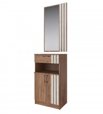 Кано Тумба с зеркалом КПТ дуб крафт табачный/дуб крафт белый