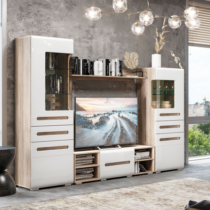 Спальня "Наоми" ШК-24 дуб каньон/белый глянец МF07