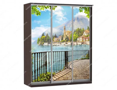 Шкаф купе Модерн 1776х600 3-х дверный 3-х секционный фотопечать №4 венге