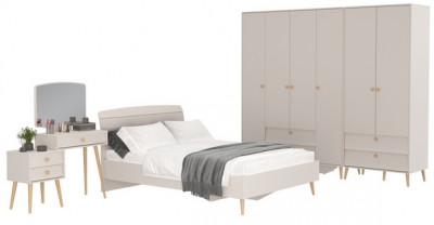 Афина Спальня 20-1400, цвет кашемир серый, сп.м. 1400х2000 мм., б/м, основание есть - фанера