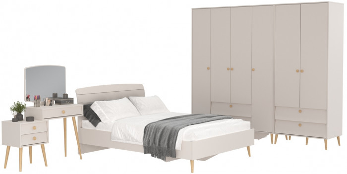 Афина Спальня 20-1400, цвет кашемир серый, сп.м. 1400х2000 мм., б/м, основание есть - фанера