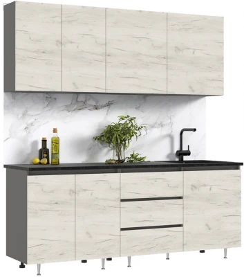 Кухня Челси 2,0м Компановка №2 дуб крафт белый/графит (кастилло)